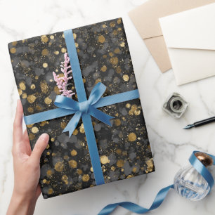 Vet Zwart Goud Klompige Zwarte Glitter Patroon Cadeaupapier