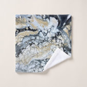 Vet Zwart Goud & Witte Grens Badkamer Handdoek Set (Wasdoekje)