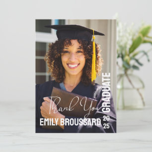 Vet zwart minimalistische foto Afstuderen Dank u Bedankkaart