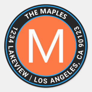 Vet zwart Oranje blauw retouradres Ronde Sticker