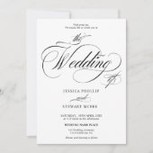 vet zwart wit alles in één kalligrafie bruiloft kaart (Voorkant)