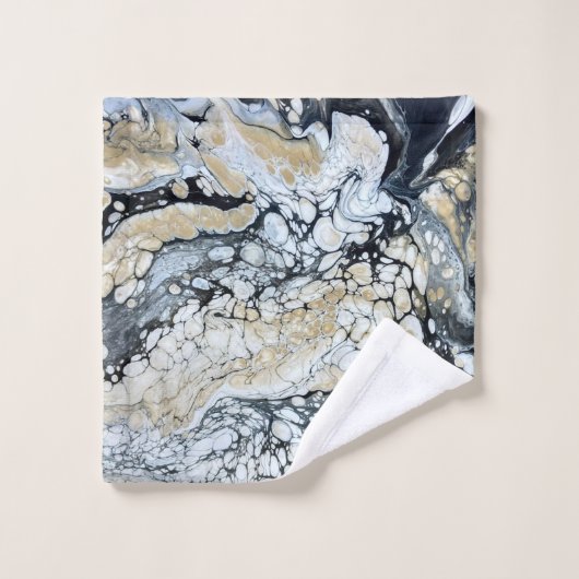 Vet Zwart & Wit Border Badkamer Handdoek Set (Wasdoekje)