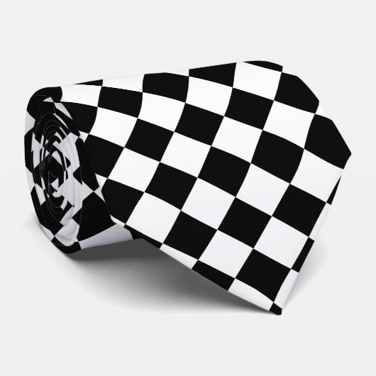 Vet Zwart-wit Chevron Pattern Classic Stropdas (Opgerold)
