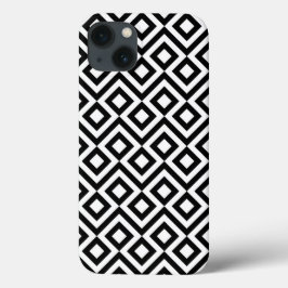 Vet zwart-wit geometrische meander iPhone 13 hoesje