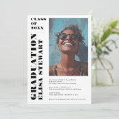 Vet Zwart-wit Modern 4 foto's Afstuderen Kaart (Staand voorkant)