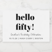 Vet Zwart Wit Modern 50ste Verjaardag Custom Mini Sparkling Wijnetiket (Enkel label)