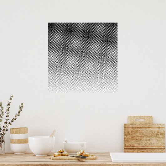 Vet zwart-wit moiré Patroonverloopkunst Poster (Keuken)