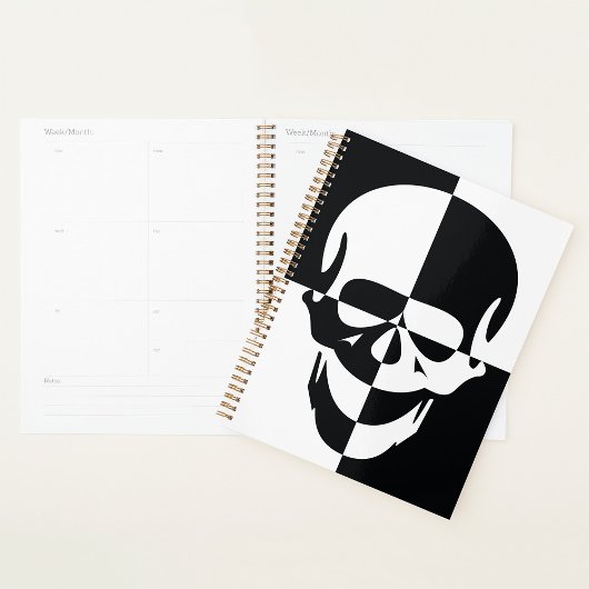 Vet Zwart-wit Optische Illusie Schedel Design Planner