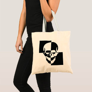 Vet Zwart-wit Optische Illusie Schedel Design Tote Bag
