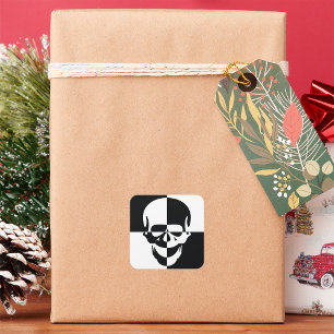 Vet Zwart-wit Optische Illusie Schedel Design Vierkante Sticker