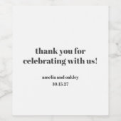 Vet Zwart Wit Retro Aangepaste Bruiloft Dank u Wijn Etiket (Enkel label)