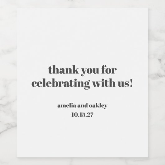 Vet Zwart Wit Retro Aangepaste Bruiloft Dank u Wijn Etiket (Enkel label)