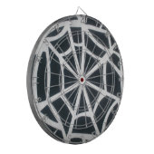 Vet Zwart & Wit Spider Web geometrisch patroon Dartbord (Voorkant Links)