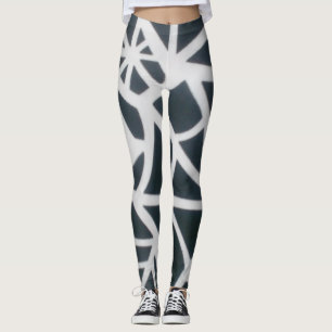 Vet zwart-wit Spider Web geometrisch patroon. Leggings