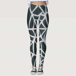Vet zwart-wit Spider Web geometrisch patroon. Leggings