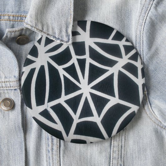 Vet Zwart & Wit Spider Web geometrisch patroon Ronde Button 6,0 Cm (In situ)