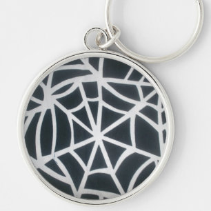 Vet Zwart & Wit Spider Web geometrisch patroon Sleutelhanger
