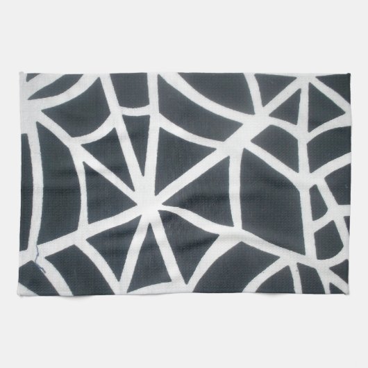 Vet Zwart & Wit Spider Web geometrisch patroon Theedoek (Horizontaal)
