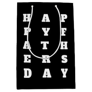 Vet Zwart Wit Typografie Happy Fathers Day Medium Cadeauzakje
