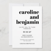 Vet Zwart-wit Typografie Modern Bruiloft Kaart (Voorkant)