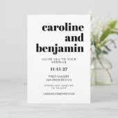 Vet Zwart-wit Typografie Modern Bruiloft Kaart (Staand voorkant)