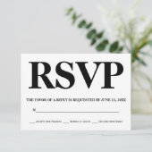 Vet zwart-witte typografie bruiloft RSVP Kaartje (Staand voorkant)