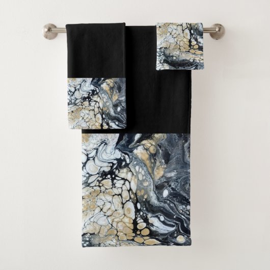 Vet zwarte gouden en witte washanddoekjes bad handdoek (Insitu)