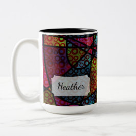 Vet zwarte lijnen & meerkleurige, Abstracte textur Tweekleurige Koffiemok