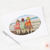  vetbodemmeisjes bij strand ovale sticker (Envelop)