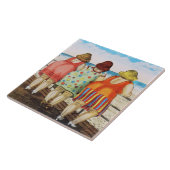  vetbodemmeisjes bij strand tegeltje (Zijkant)