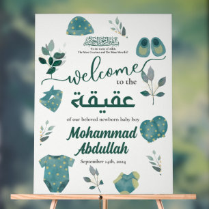 Vêtements bleu Aqiqah Musulman Baby Boy Bienvenue