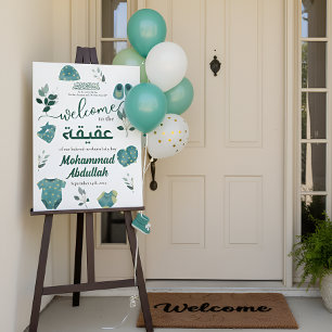 Vêtements bleu Aqiqah Musulman Baby Boy Bienvenue