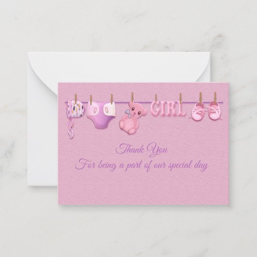 Vêtements de bébé rose Merci Cartes (Devant)