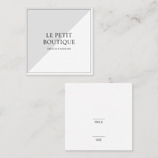 Vêtements de mode simples gris blanc Étiquette de  (Devant / Derrière)