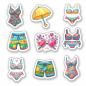 Vêtements d'été de plage autocollants 9 éléments f (Devant)