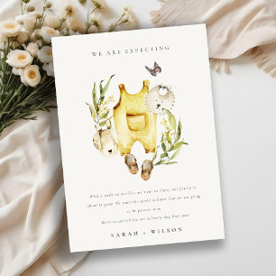Vêtements en feuillage jaune Faire-part bébé