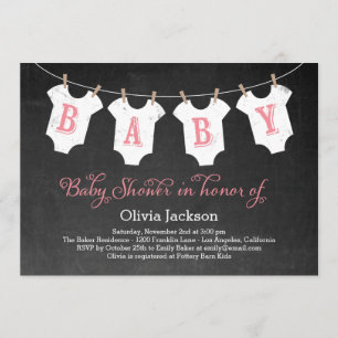 Vêtements Garland Baby shower Invitation - rose