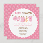 Vêtements pour bébés roses - Invitations de douche (Devant / Derrière)