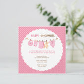 Vêtements pour bébés roses - Invitations de douche (Debout devant)