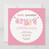 Vêtements pour bébés roses - Invitations de douche (Devant)