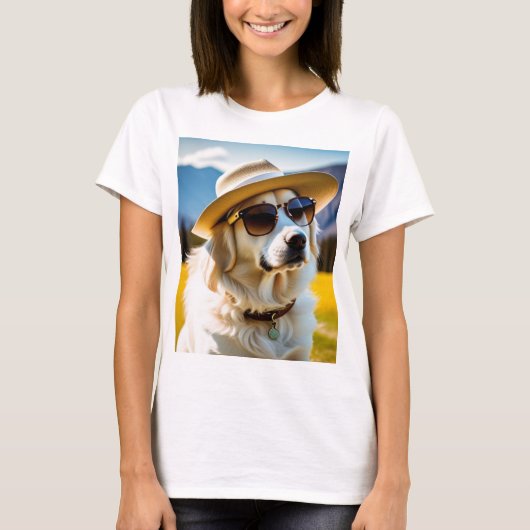 Vêtements pour femmes, T-shirt pour chien mignon (Devant)