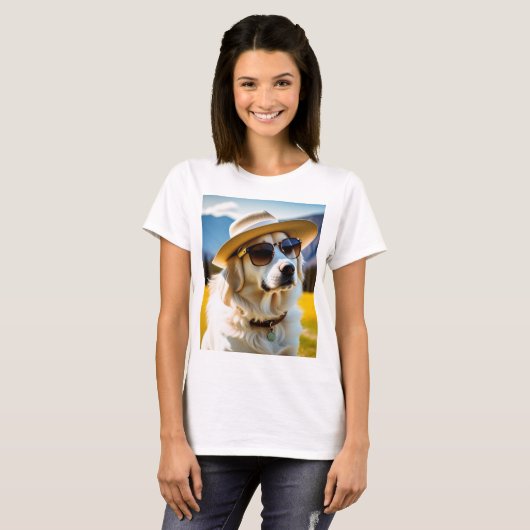 Vêtements pour femmes, T-shirt pour chien mignon (Devant entier)