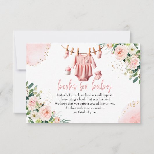 Vêtements roses Livres pour carte bébé (Devant)