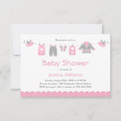 Vêtements roses mignons | Invitation Baby shower f (Devant)