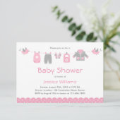 Vêtements roses mignons | Invitation Baby shower f (Debout devant)