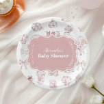 Vêtements Roses Toile De Jouy Baby shower<br><div class="desc">Ajoutez une touche d'élégance à votre baby shower avec nos Plaques de Baby shower Toile De Jouy Bow. Conçues avec le motif classique et complexe Toile De Jouy, ces assiettes présentent de charmantes scènes pastorales qui incarnent le raffinement et le charme intemporels. Le délicat accent arc améliore le design, faisant...</div>