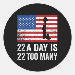 Veteraan 22 Day Suicide Awareness PTSS Veteraan Li Ronde Sticker