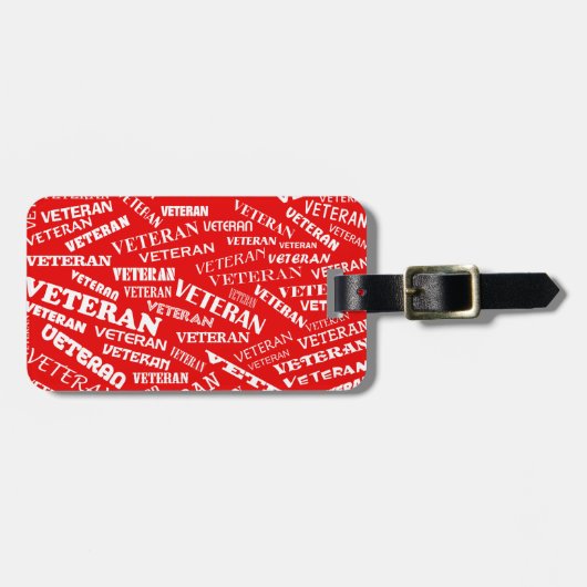 Veteraan Bagagelabel in het rood (Voorkant horizontaal)