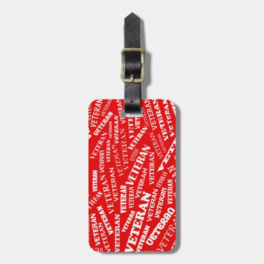 Veteraan Bagagelabel in het rood (Voorkant verticaal)