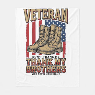 Veteraan Dank Mijn Broers Vintage Militair T-shirt Fleece Deken
